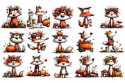 Quirky Autumn Fox Watercolor Clipart, an Animal Illustration by Nicolle's Colorful Art (Thumbnail 2 of 4)