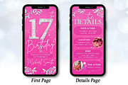Editable Pink 17th BD Evite Template, an Invitation Template by V Design Creator (Thumbnail 3 of 8)