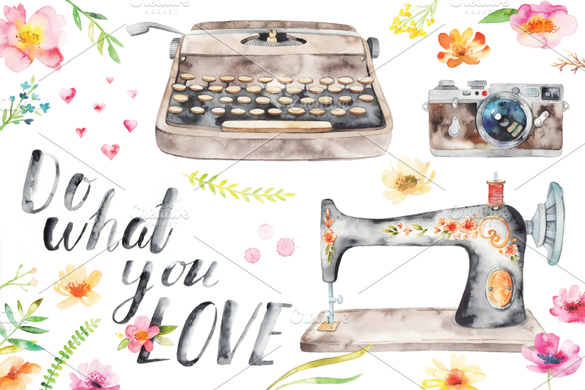 watercolor craft + flower set, a Decorative Illustration by artnLera (Photo 3 of 5)