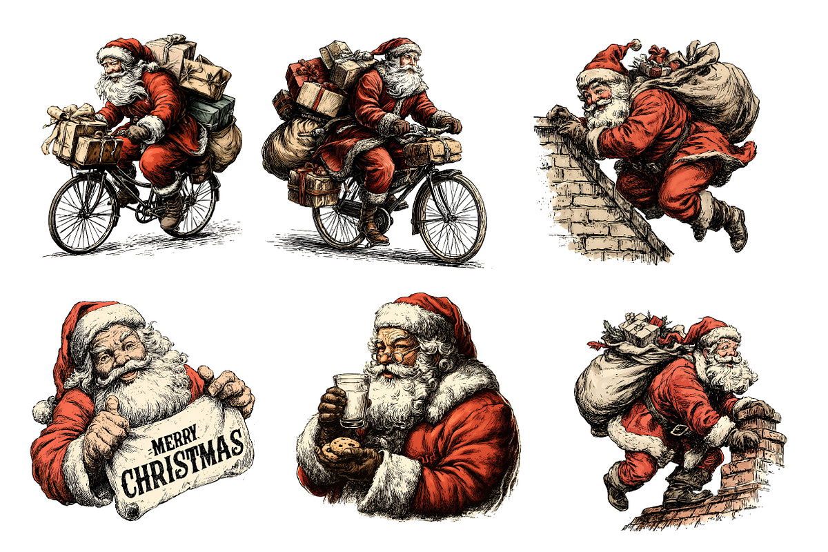 vinatge Santa clipart, an Illustration by Designworld (Photo 2 of 5)