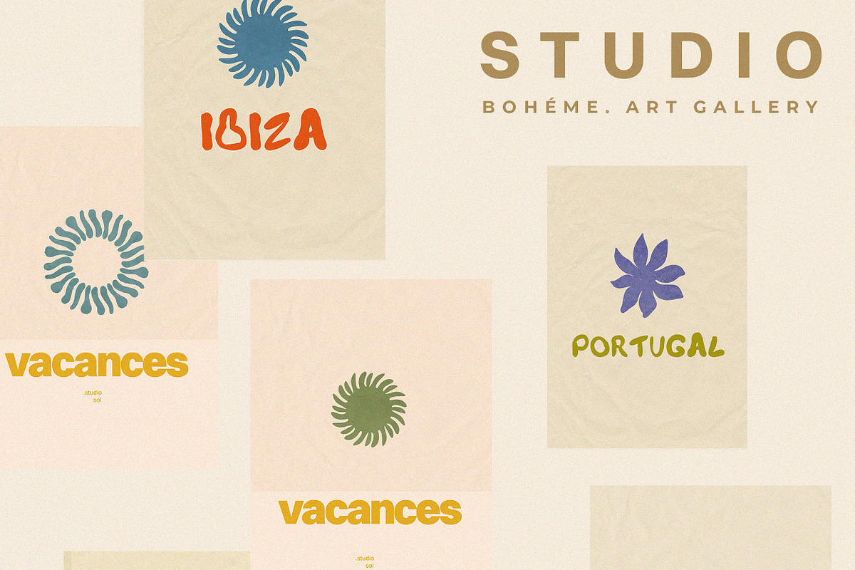 Eclectic Retro Boho Graphic Set