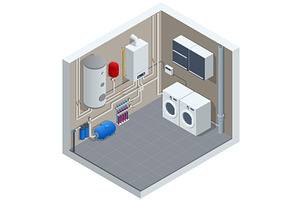 Boiler Room. Isometric illustration, an Object Illustration by Golden Sikorka