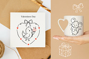 Valentine Animals Clipart Line Art, an Animal Illustration by ArtGiftsStudio (Thumbnail 2 of 5)