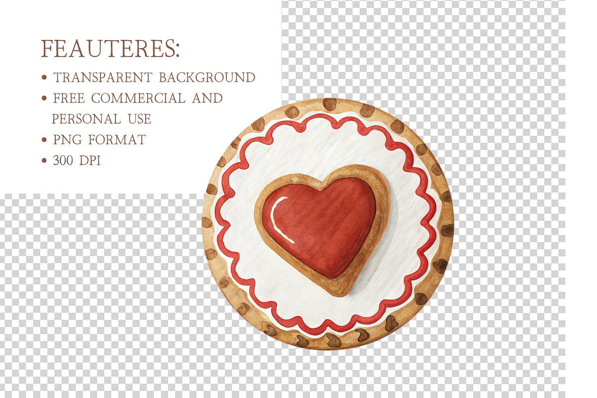 Watercolor Valentine Sweets Clipart, an Illustration by MockupWizard (Photo 4 of 5)
