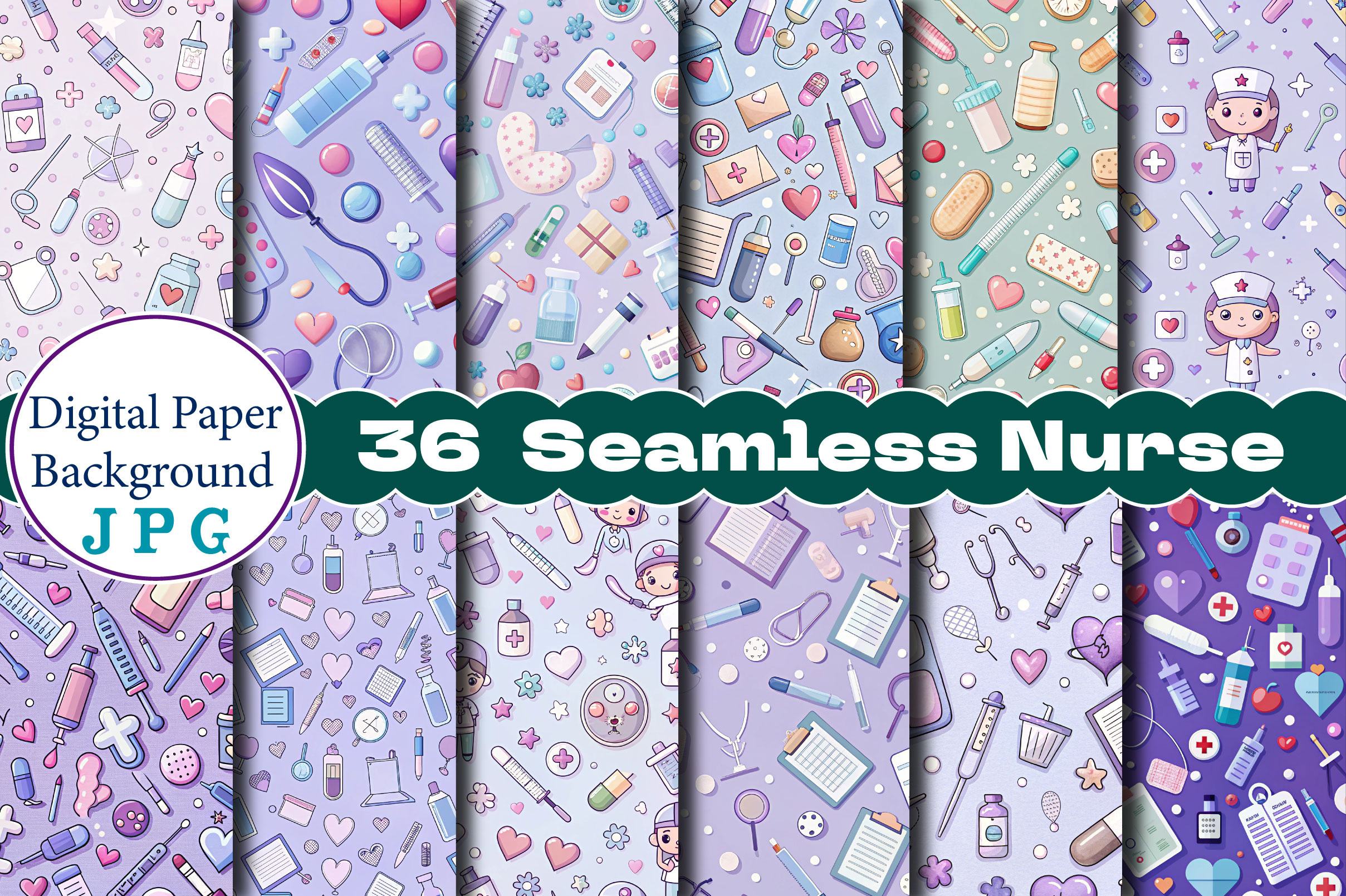 Seamless Nurse Digital Papers, a Background Photo by Wow Magic