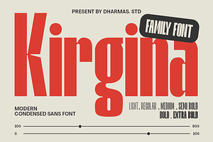 Kirgina - 6 Condensed Font, a Sans Serif Font by Dharmas Foundry