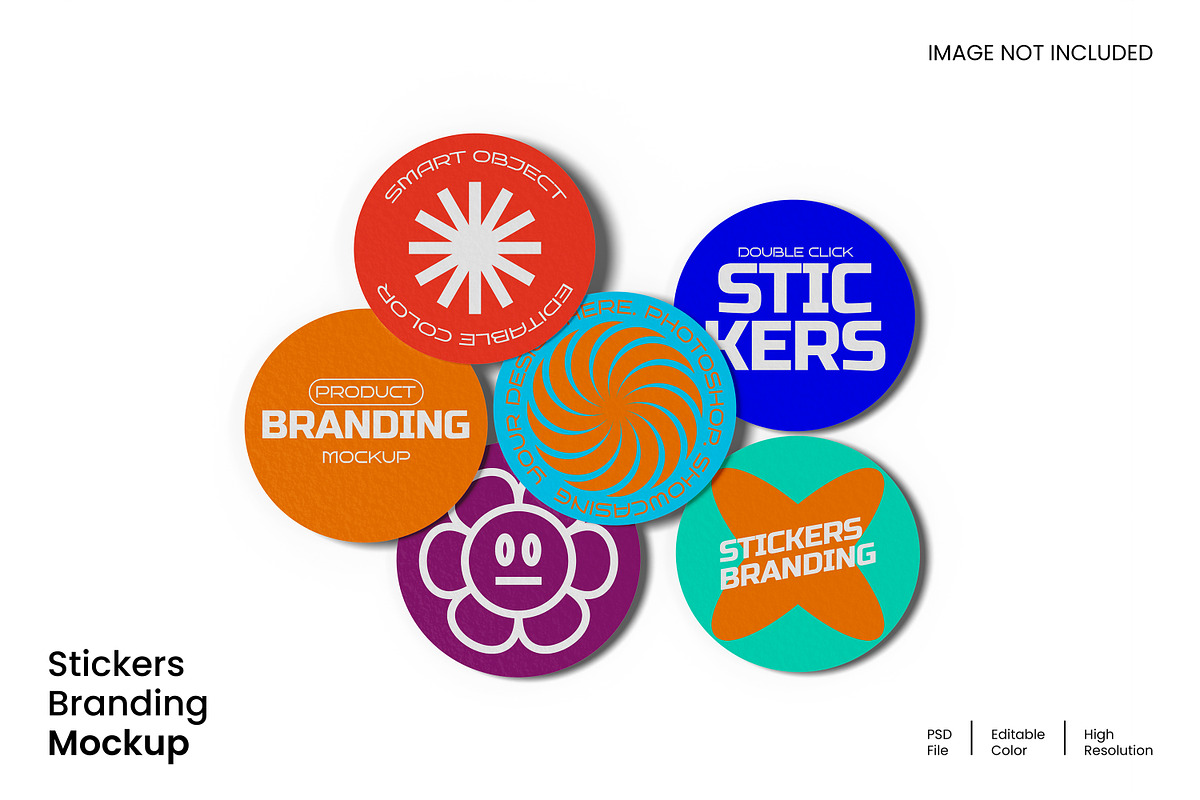 Stickers Branding Mockup, a Merchandise Mockup by Unerispace (Photo 1 of 2)