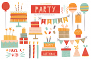 Party clipart set, an Illustration by Poppymoondesign (Thumbnail 1 of 3)