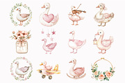 Watercolor Pink Goose Clipart, an Illustration by Design Market (Thumbnail 5 of 5)
