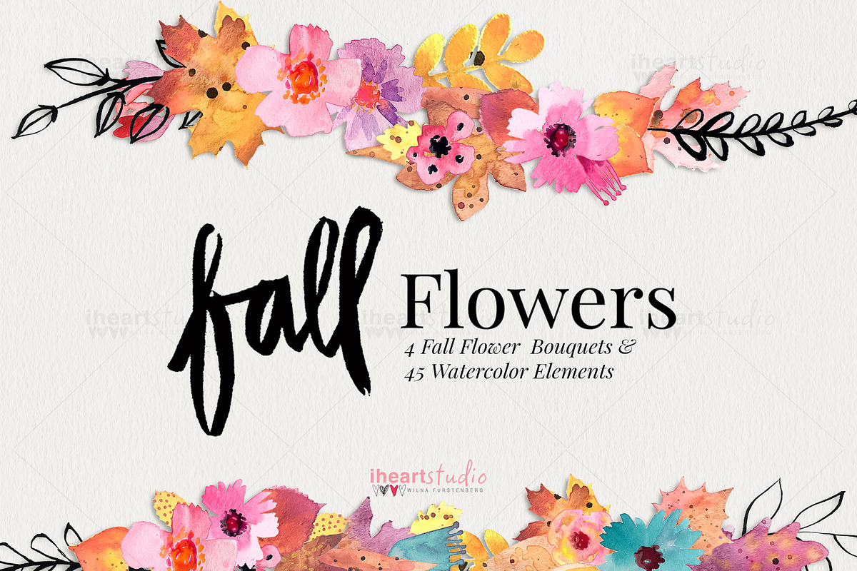 Fall Flower Watercolors, an Illustration by iHeartStudio (Photo 1 of 3)