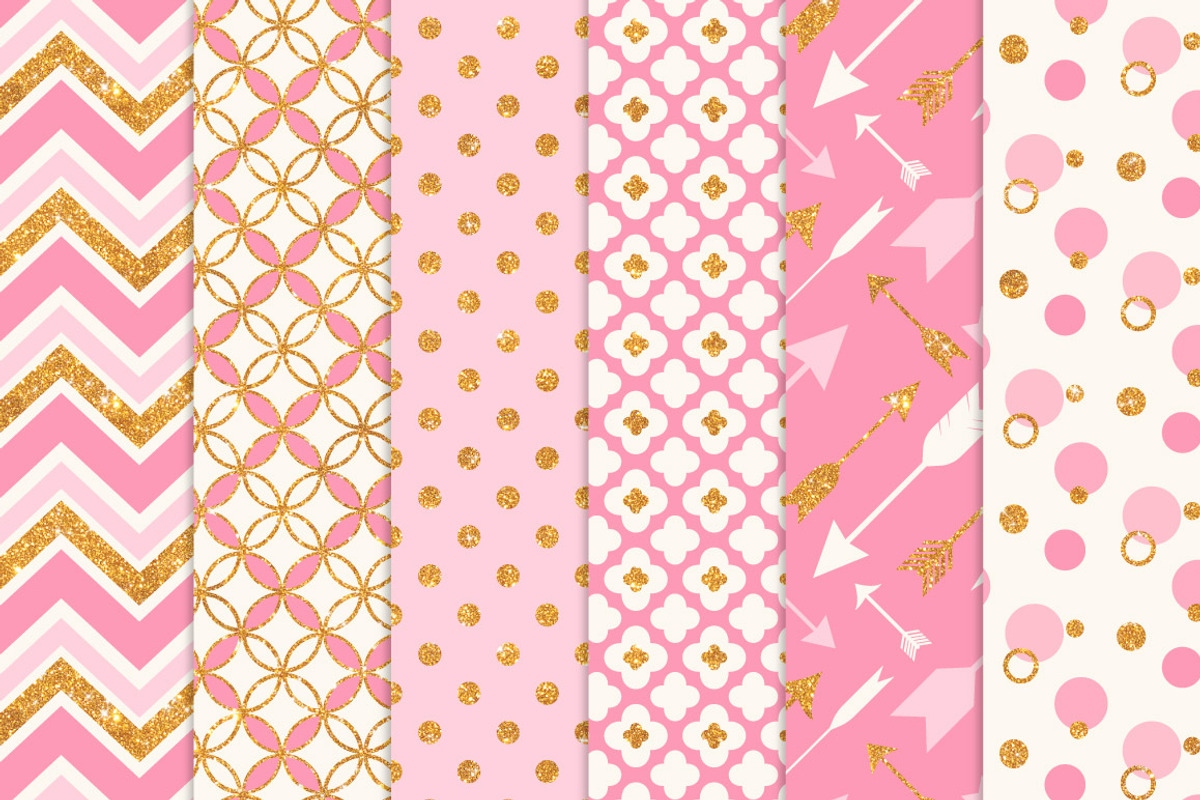 Pink Glitter Bohemian Digital Papers, a Pattern Graphic by Amanda Ilkov (Photo 2 of 3)