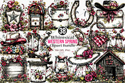 Whimsical Western Spring Clipart PNG, an Illustration by Canvas Craft (Thumbnail 1 of 7)