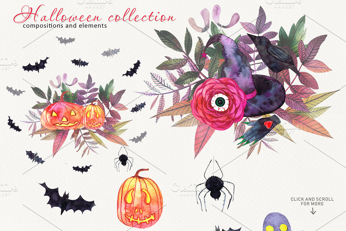Watercolor set Halloween сollection, a Decorative Illustration by Art AleshkaK (Photo 2 of 3)