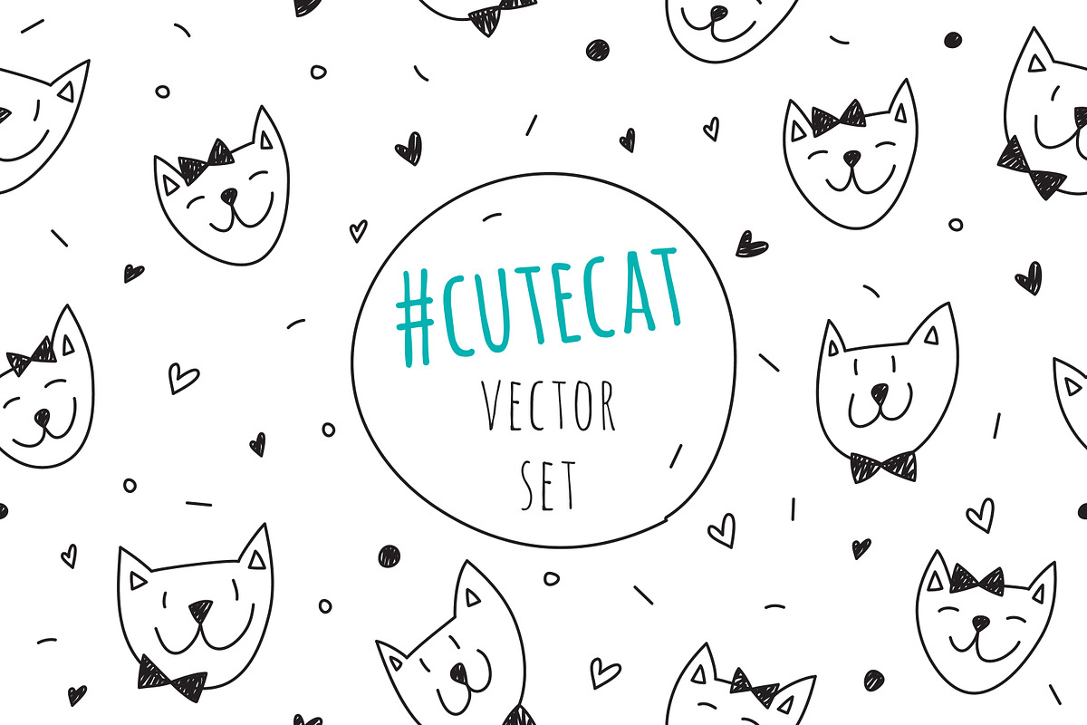 Cute cats: 2 patterns + 2 cards, a Texture Graphic by redcollegiya design (Photo 1 of 4)