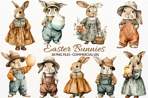 Vintage Easter Bunny PNG Clipart, an Animal Illustration by SugarCloudStudioArt