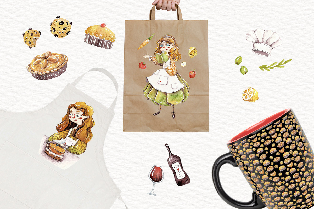Watercolor Lovely kitchen, a Food Illustration by talloshau's illustrations (Photo 9 of 9)