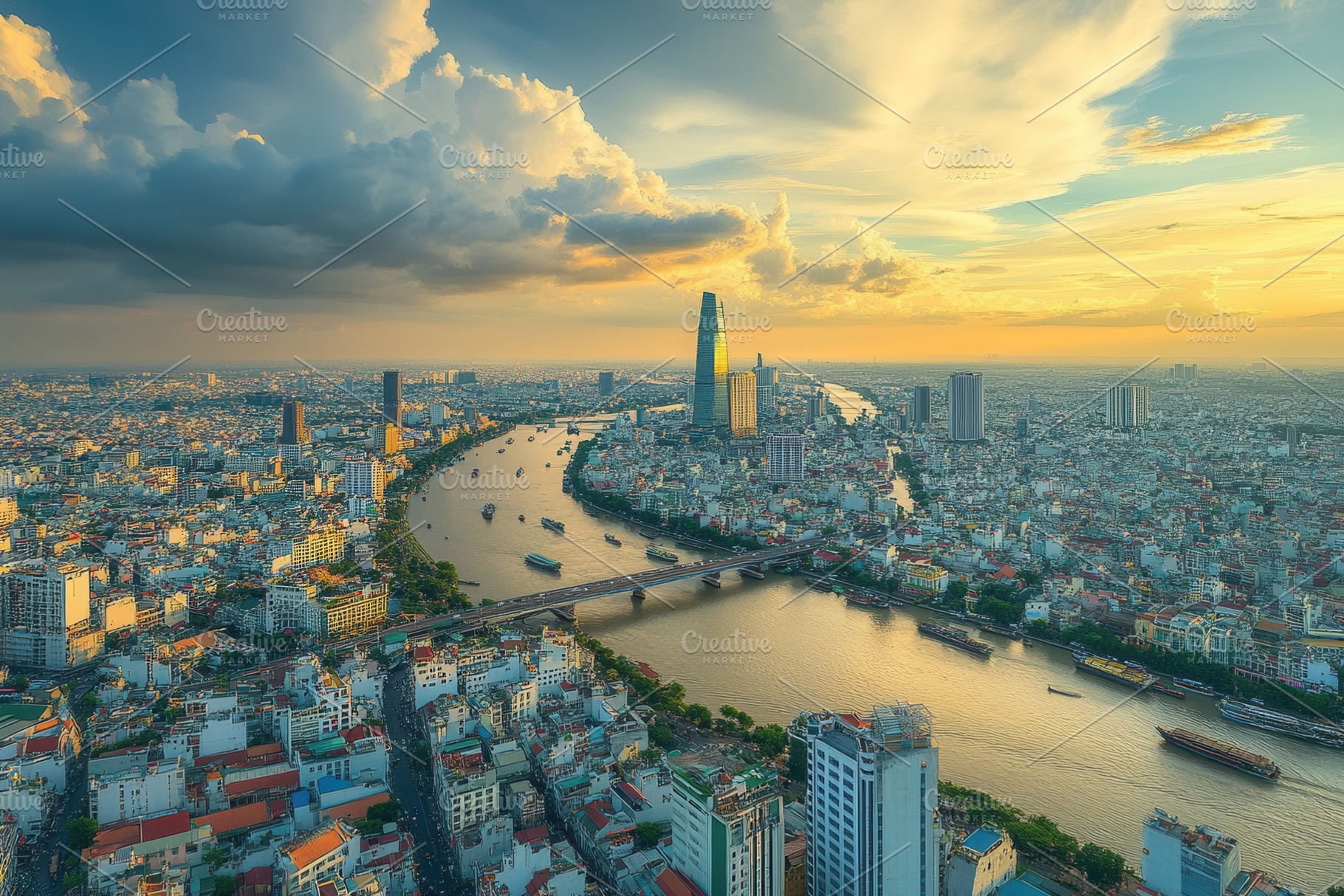 Landmark 81 crowns cityscape view, a Photo by Pavel_design