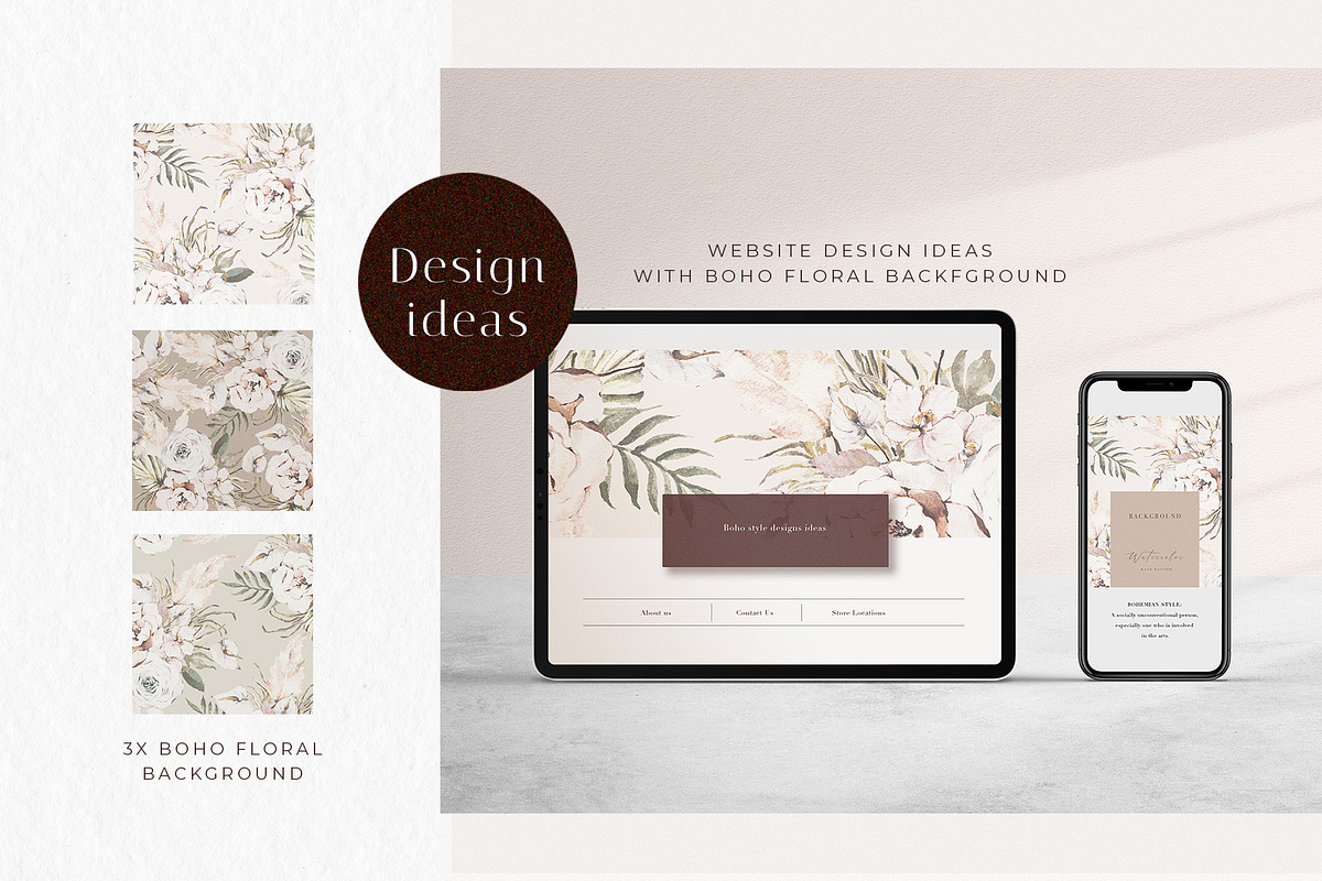 Fall Watercolor Floral BOHO Wedding, a Texture Illustration by WalaPalette (Photo 6 of 6)