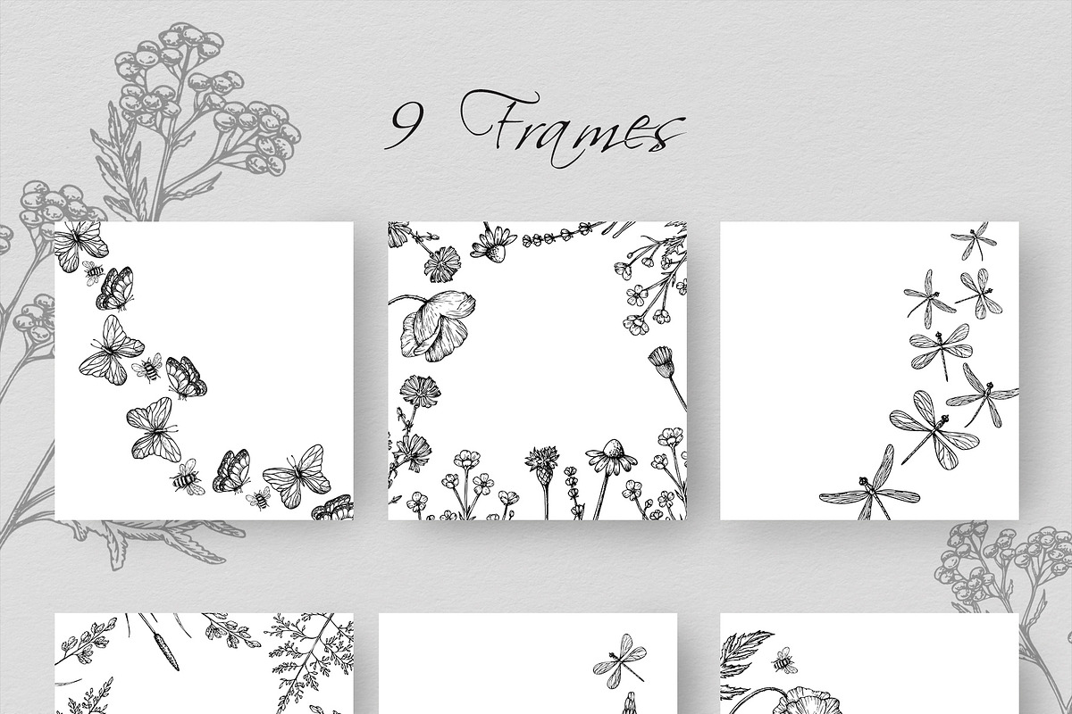 WILDFLOWERS Hand-drawn Line Art, a Seasonal Illustration by Navenzeles (Photo 6 of 13)