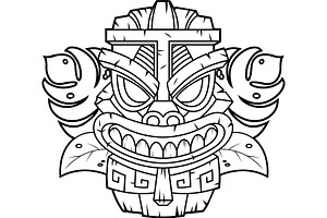 Black And White Tiki Mask, an Illustration by HitToon