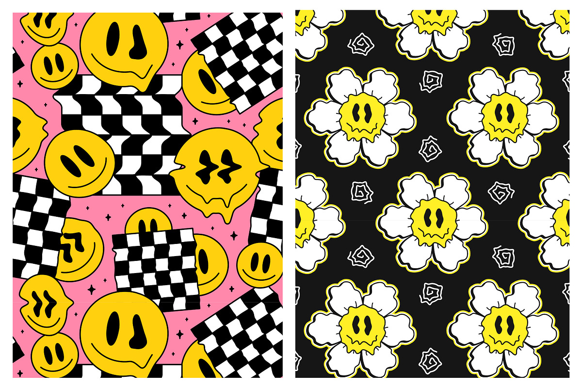 Trippy Smiley Seamless Pattern 2, a Pattern Graphic by Slavko Kahovsky (Photo 5 of 7)