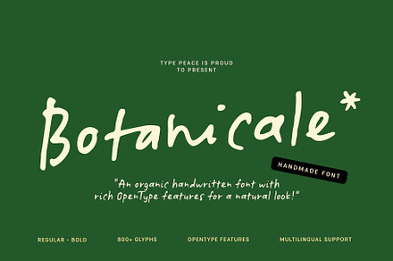 Botanicale | Handwritten Font, a Handwritten Font by type peace