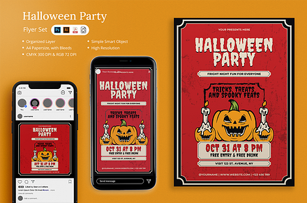 Jekoma - Halloween Party Flyer Set, a Flyer Template by Attype