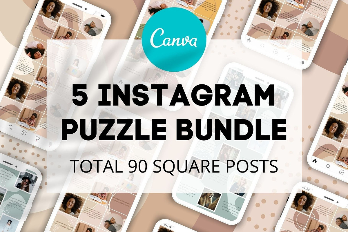 5 Instagram Puzzle Bundle Canva, a Social Media Template by bonadigitals (Photo 1 of 5)