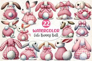 Cute Bunny Butt Sublimation Clipart, an Illustration by Dream Creation