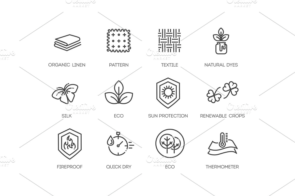 Set of Fabric Features Icons, an Object Illustration by Tettygreen (Photo 3 of 3)