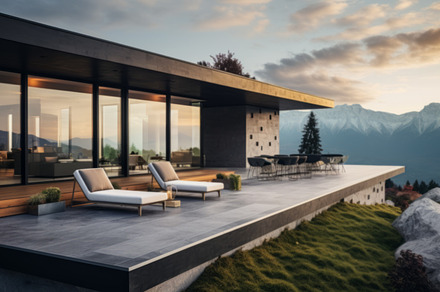 Luxurious villa in the mountains with panoramic views, an Abstract Photo by Natalia Klenova's Shop