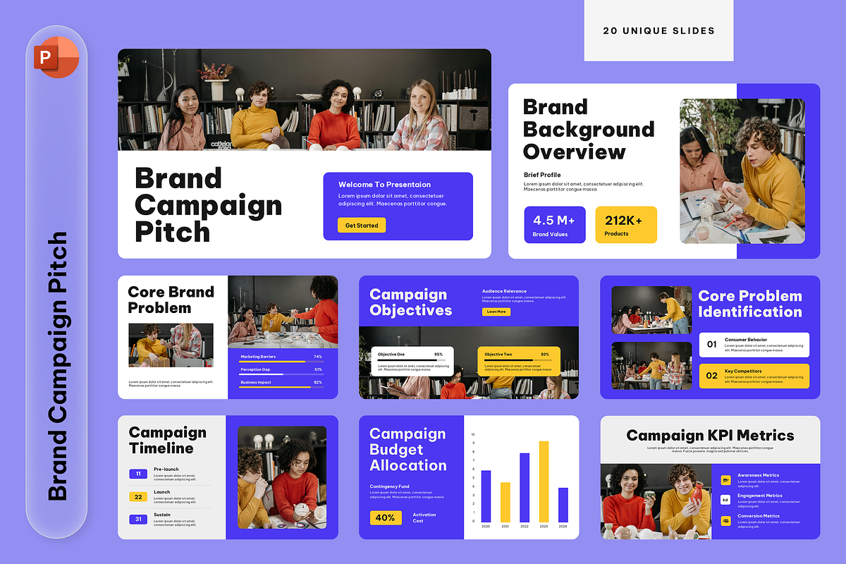 Blue Yellow Brand Campaign Pitch, a Presentation Template by Sixtemp (Photo 1 of 3)