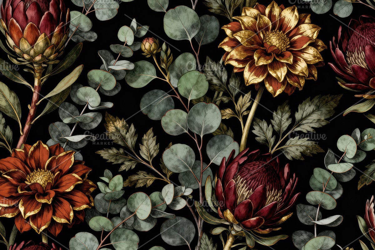 Vintage Botanical Pattern Floral, a Decorative Illustration by Virgo Studio