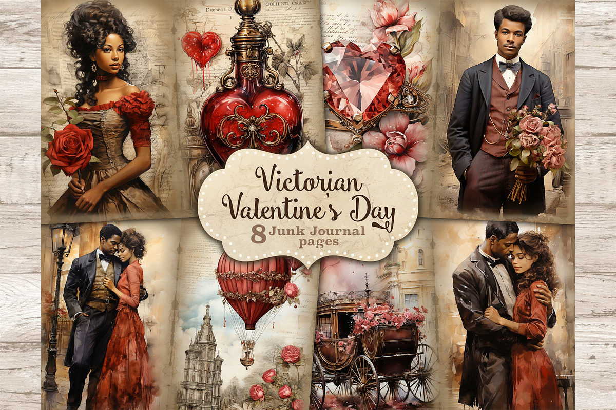 Valentines Day Junk Journal Paper, a Seasonal Illustration by GlamArtZhanna (Photo 1 of 9)