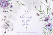 Charming purple pansies, hydrangea, an Illustration by astelenadesign (Thumbnail 1 of 12)