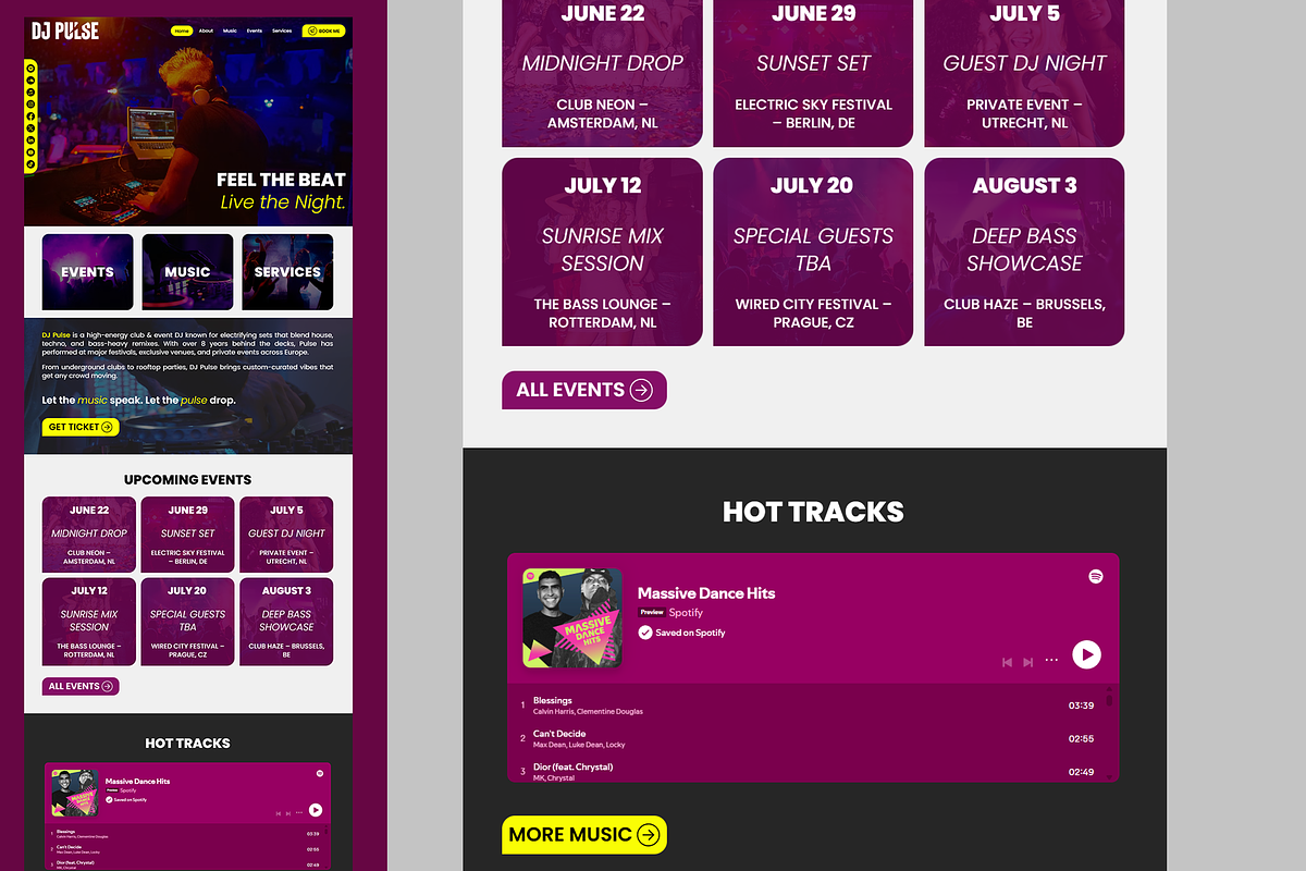 DJ & Music Producer Website Template preview 3