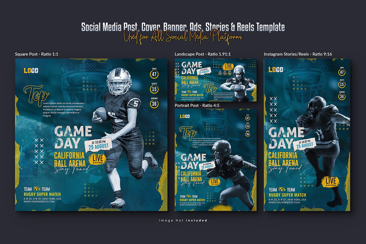 American Football Sport Social Media, a Social Media Template by Creative_View (Photo 2 of 8)
