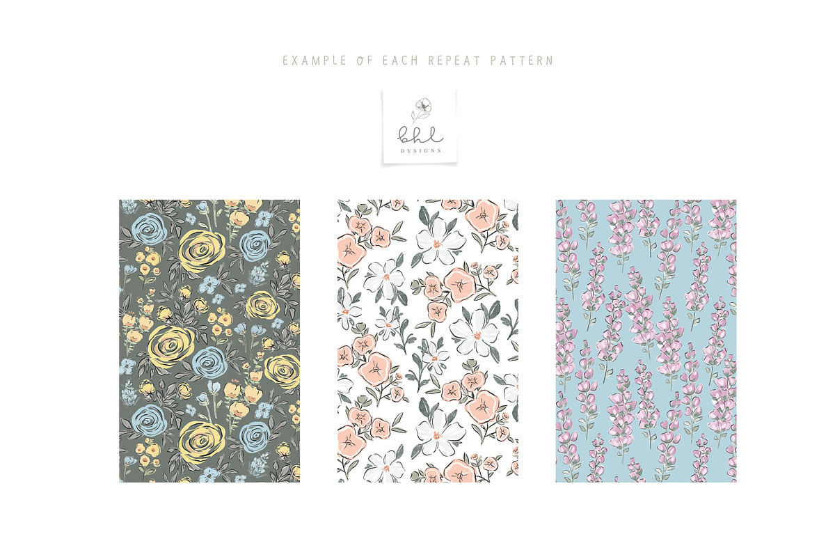 Watercolour Floral Seamless Patterns, a Pattern Graphic by bhldesigns (Photo 7 of 10)