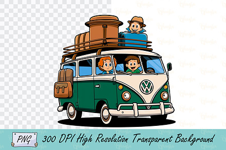 Family Road Trip Cartoon Illustratio, a Person Illustration by Ghagra