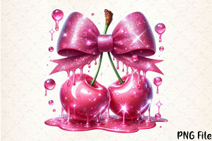 Dripping Cherry Clipart, a Seasonal Illustration by YA Design