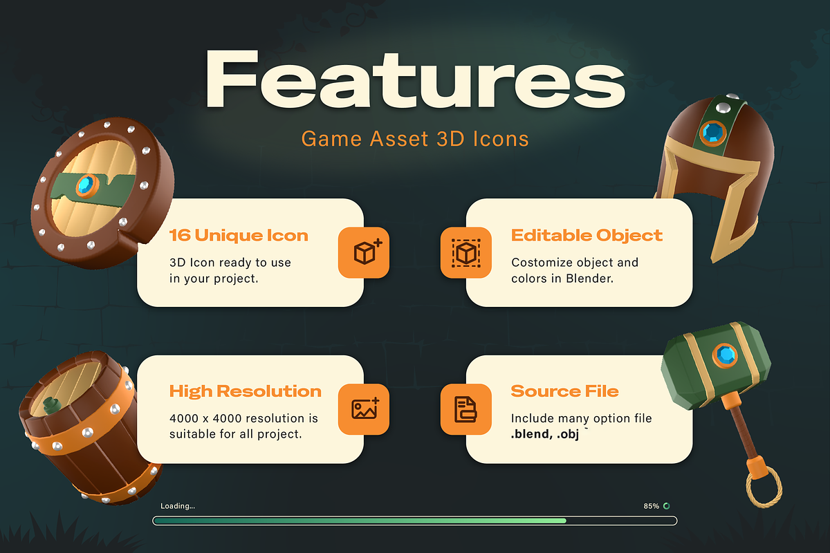 Game Asset 3D Icon, an Object 3D Model by Burntilldead (Photo 2 of 7)