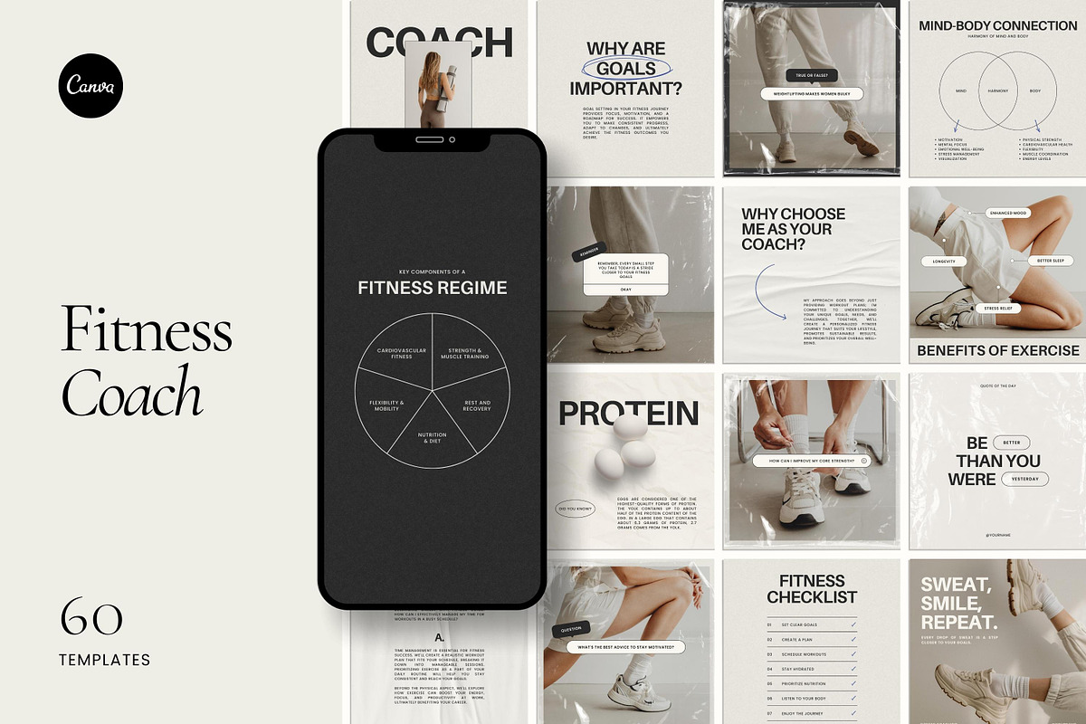 Fitness Coach Template - Canva, a Social Media Template by Willoe Studio (Photo 1 of 13)