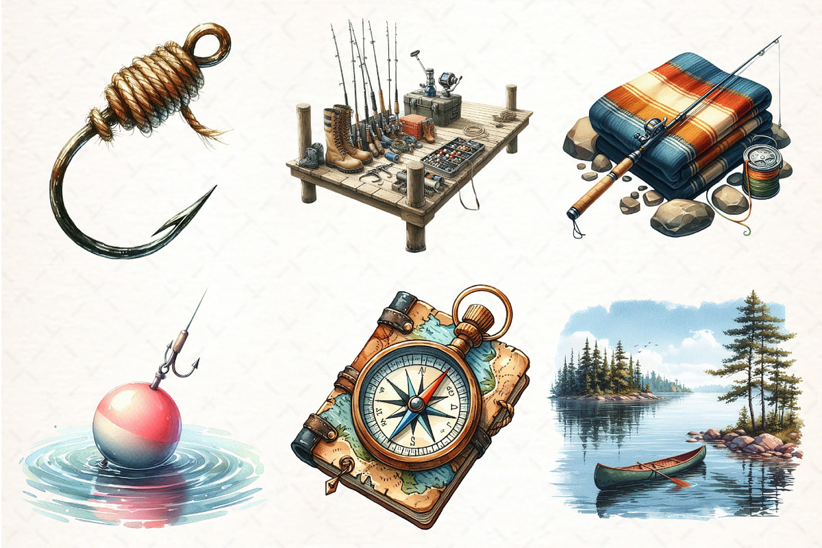 Fisherman Aesthetic Watercolor PNG, an Illustration by Pixels.Craft (Photo 2 of 7)