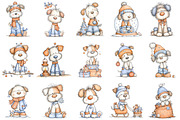 Whimsical Cute Christmas Dog Clipart, an Illustration by Pixels.Craft (Thumbnail 5 of 6)