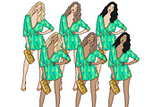 Hello Summer Girls Clipart, a Person Illustration by GlamArtZhanna (Thumbnail 4 of 4)