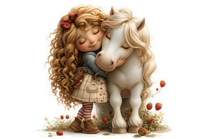Girl Hugging with Horse, a Person Photo by shahsoft