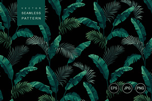 Tropical Night. Seamless Pattern.