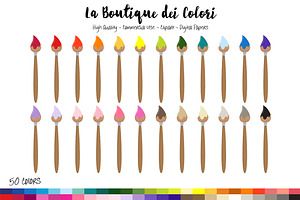 50 Rainbow Brush Clip Art