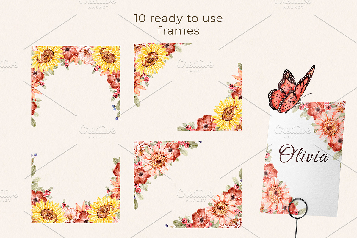 Floral Watercolor set Golden Hour, a Decorative Illustration by Eves_Aquadreams (Photo 8 of 14)