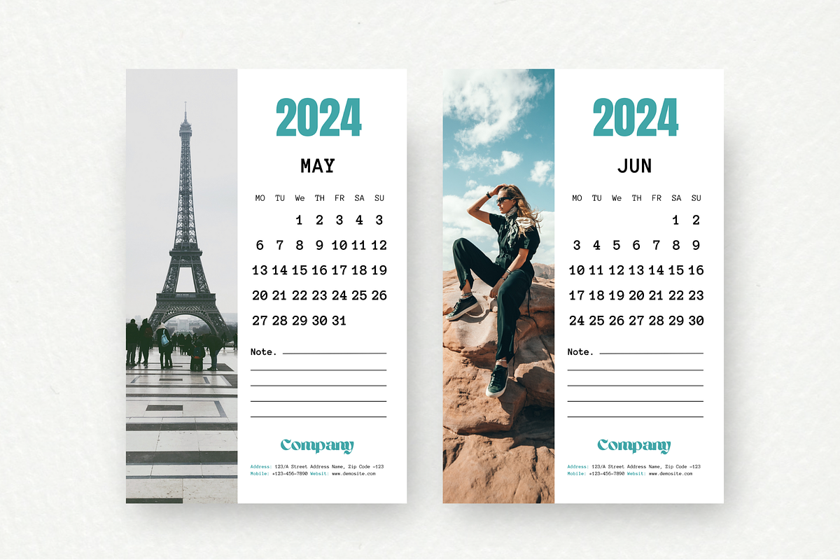 Wall Calendar 2024 Canva Frame, a Stationery Template by Waliullah Solutions (Photo 1 of 3)